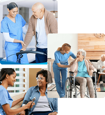 Equipe de cuidadores de idosos da Doce Carinho em atendimento domiciliar